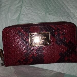 Michael Kors Burgundy Snake Print Wallet